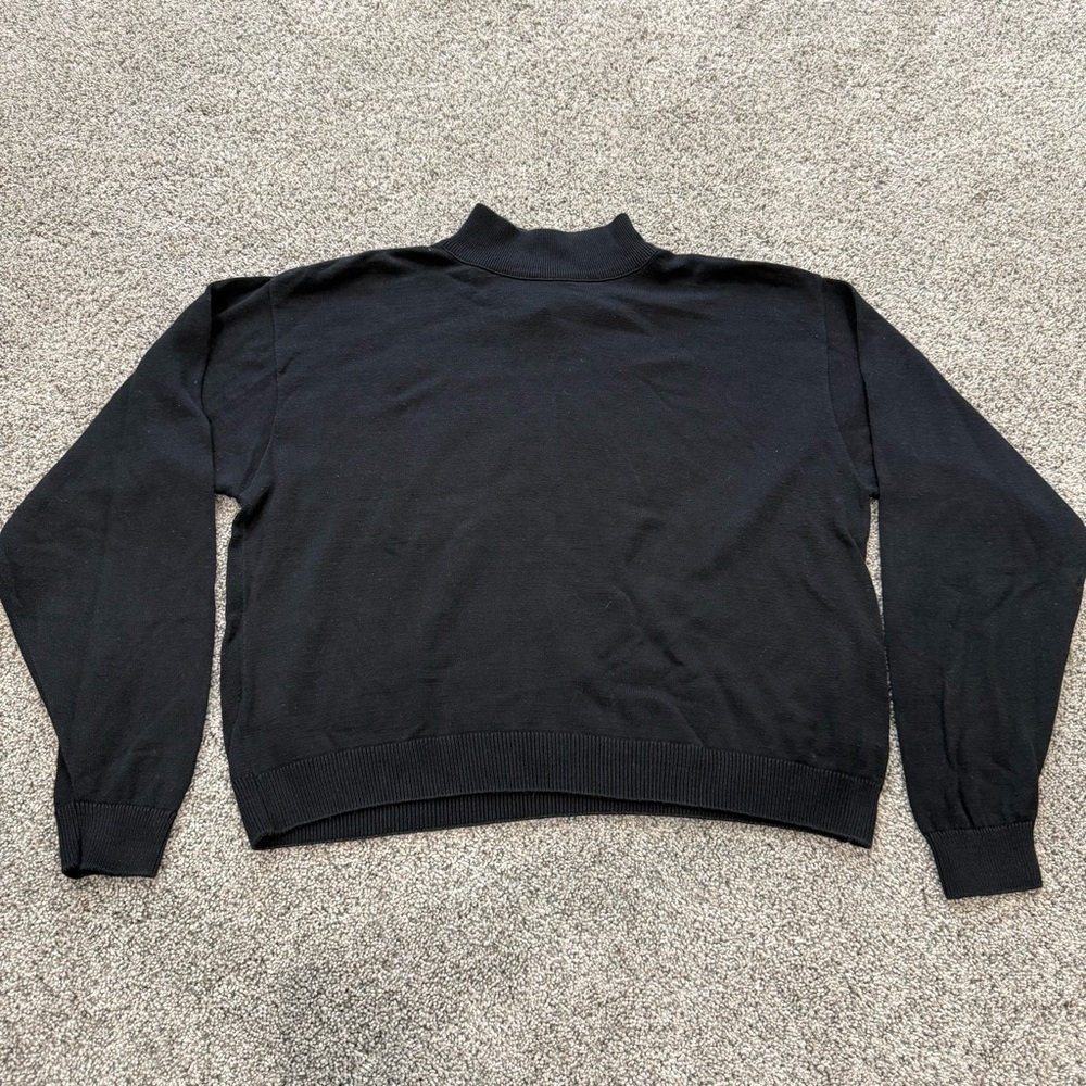 Vtg Pendleton 100% Cotton Mock Neck Made Is USA 80’s 90’s Black Sweater Women XL